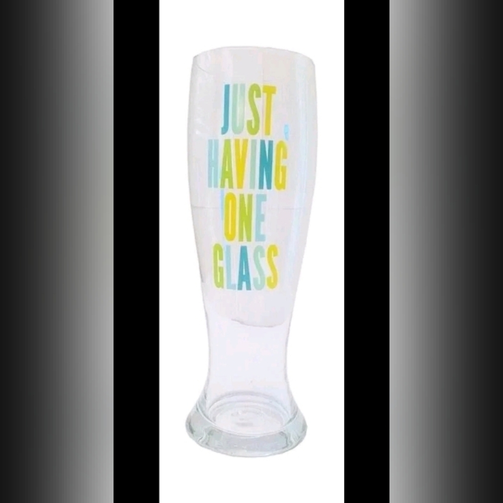 XL Giant PILSNER BEER GLASS 53 oz "JUST HAVING ONE GLASS" 11.5" tall Yorkshire